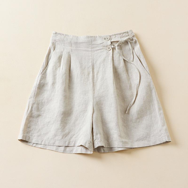 2025 Summer Women's Casual Cotton Linen Wide-Leg Pants