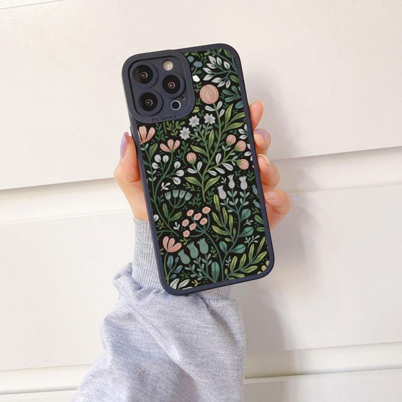 Flower Phone Case For iPhone 11 13 12 14 Pro Max 14 Plus 7 8 Plus SE 2020 XR X XS Full Graph Floral Soft Silicone Cover Fundas