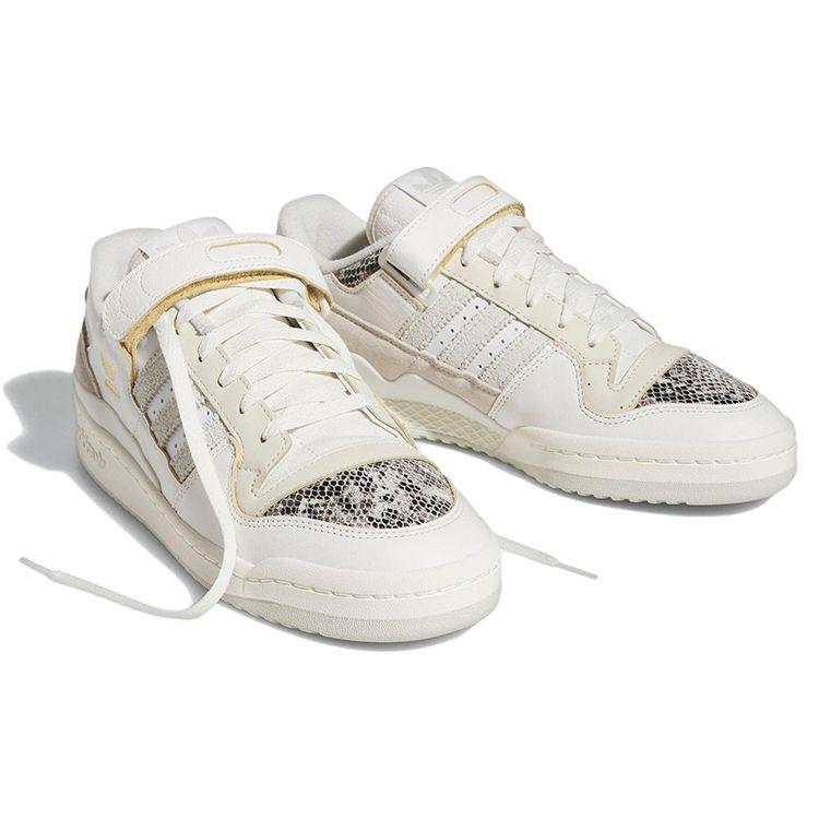 adidas Forum 84 Low White Snakeskin Unisex Sneakers Cream Cloud-White Orbit-Grey FZ6292