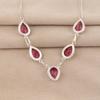 Rosa Turmalin Edelstein Silber Halskette 925 Sterlingsilber Handgefertigte Halskette für Frauen Geburtstagsgeschenk RN-1-5