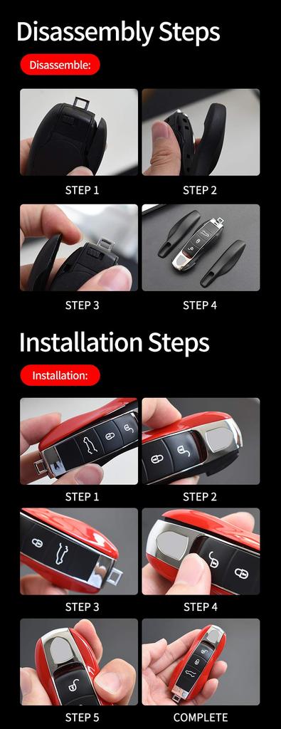 KUNIO Porsche Exclusive Key Cover, Key Holder, Plastic, Porsche 911, 718, Panamera, Cayenne, Macan,