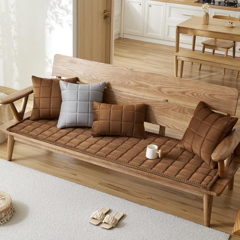 Chinese Solid Wood Sponge Thickened Sofa Cushion Anti-slip Light Luxury Cover Four-season Anti-run Winter Plush