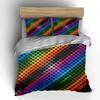 3Pcs Dark Rainbow Pixel Grid Bedding Set, Multicolor Geometric Print Duvet Cover + 2 Pillowcases, Single Double King Queen