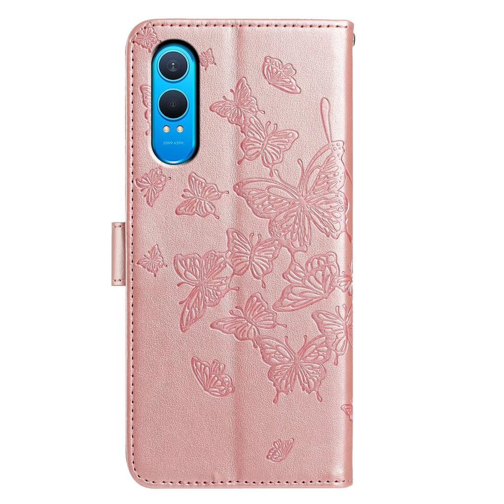 For OnePlus Nord CE4 Lite 5G Case Butterfly Imprinted Wallet Stand PU Leather Flip Phone Cover with Strap