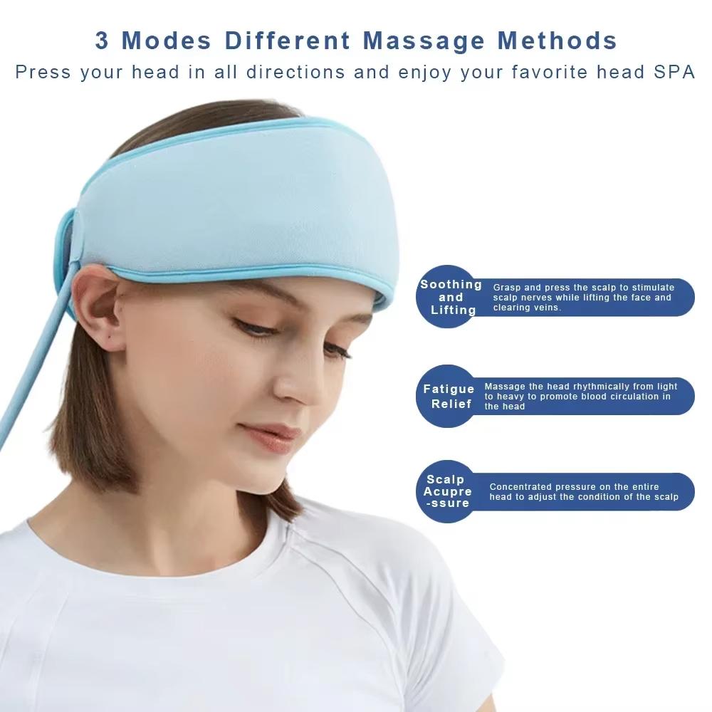 Electric Airbag Head Massager Headband Full Coverage Air Pressure Heating Rechargeable for Scalp Deep Relaxation and Comfort