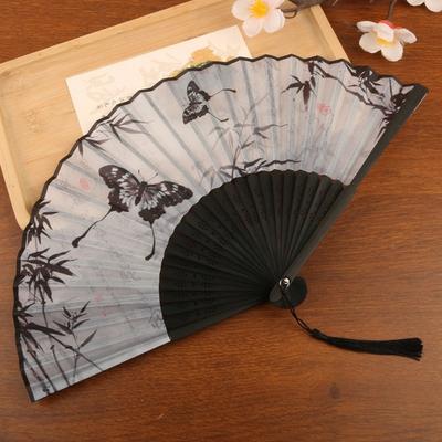 Butterfly Chinese Art Fan Bamboo Frame Hand Fan Elegant Vintage Silk Folding Fan  Home Decor