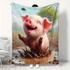 Kawaii Cute Pig Cartoon Soft Flannel Blankets,Keep Warm Throw Blanket Comfortable Blanket for Picnic Beds Sofa Home Bedroom Kids