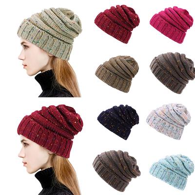 Ladies Knitted Woolly Winter Slouch Beanie Hat Cap Cap Skateboard