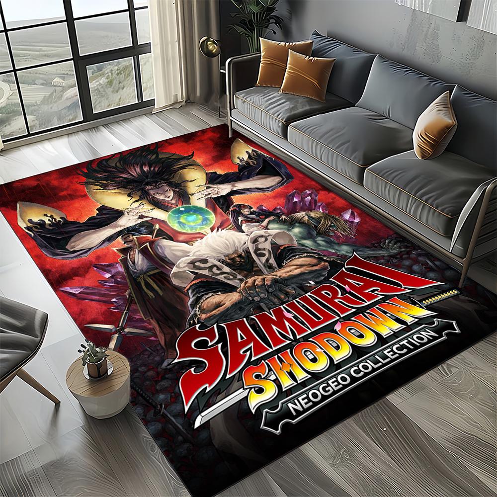 Retro Game Samurai Spirits Shodown Haohmaru Cartoon Carpet Rug for Living Room Bedroom Home Sofa Decoration,Non-slip Floor Mat
