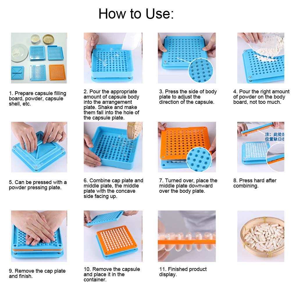 100 Holes Acrylic Capsule Filler Manual Capsule Powder Filling Machine Board  Tool for Size 00#