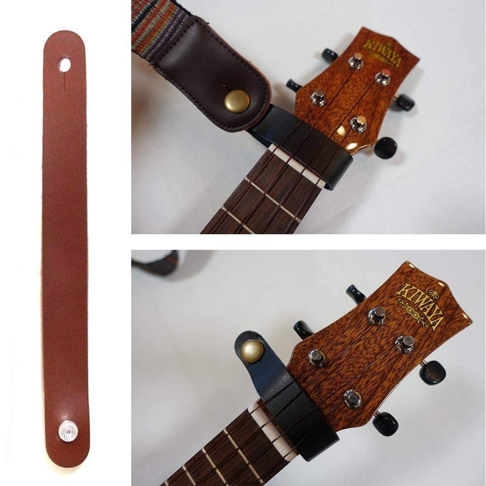 Ukulele Genuine Leather Head Strap BRW Strap Perfect for Endpin Type [KIWAYA] HS-BR (Ukulele Brown, Ukulele)