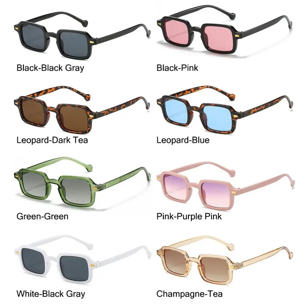 Eyewear UV400 Leopard Blue Square Sunglasses Women Shades Rivets Decoration Men Sun Glasses