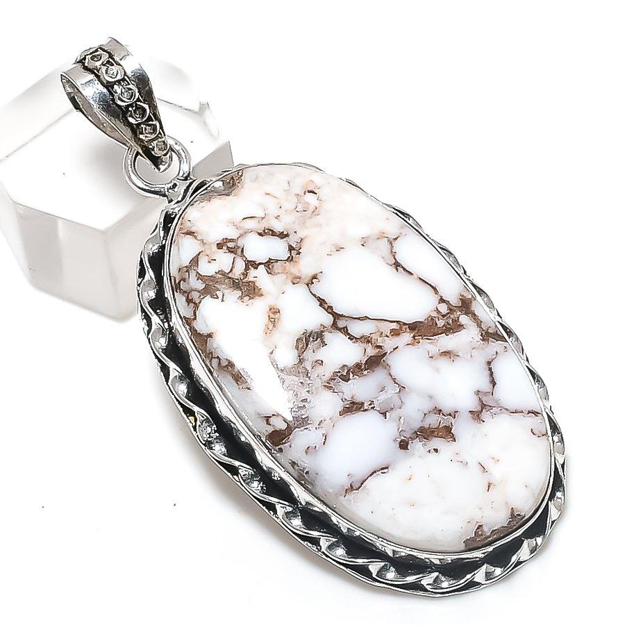 Natural Wild Horse Gemstone 925 Sterling Silver Jewelry Pendant 2.29" S2d36