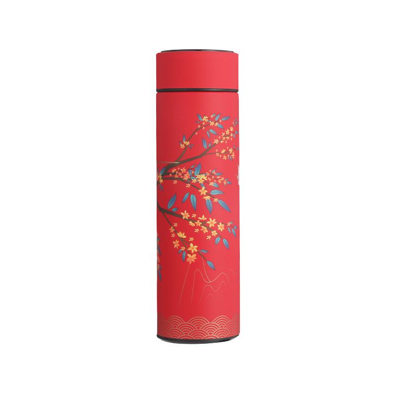 Chinese-Style Smart Insulated Water Cup with Temperature Display, Large Capacity, Customizable Logo, Business Gift