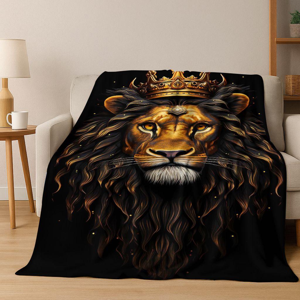 26 Style Wild Animal Lion Beast Cartoon Flannel Blanket,Warm Cozy Soft Throw Blanket for Home Bedroom Bed Sofa Picnic Cover Kids