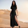 A New Summer ,color, Sleeveless, Hooded, Sexy, Slit Long, Cutout Women's Dress.