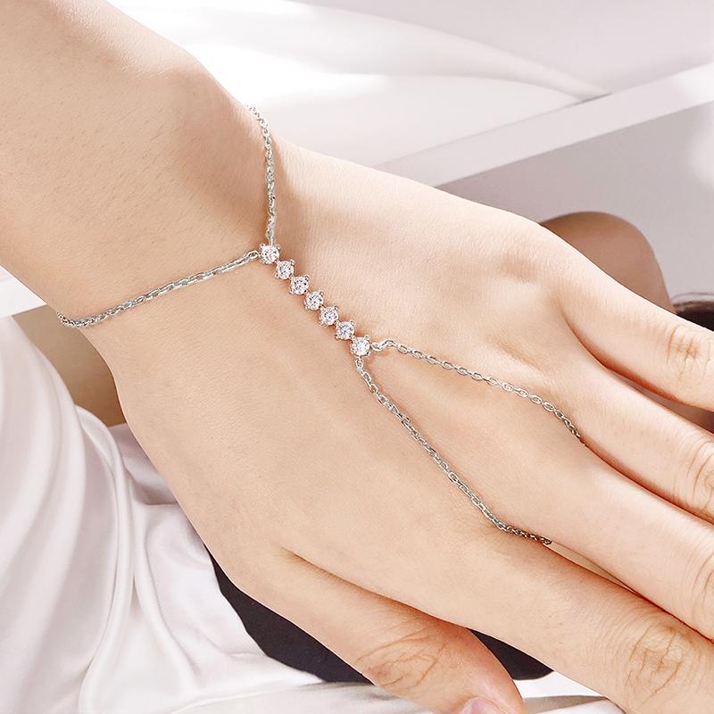 

Smyoue 3 мм Регулируемые Сертифицированные Браслеты с Муассанитом для Женщин Девушек Подарок 14-21 см 7 Камней Сверкающие Цепочки 925 Серебро 14-21CM