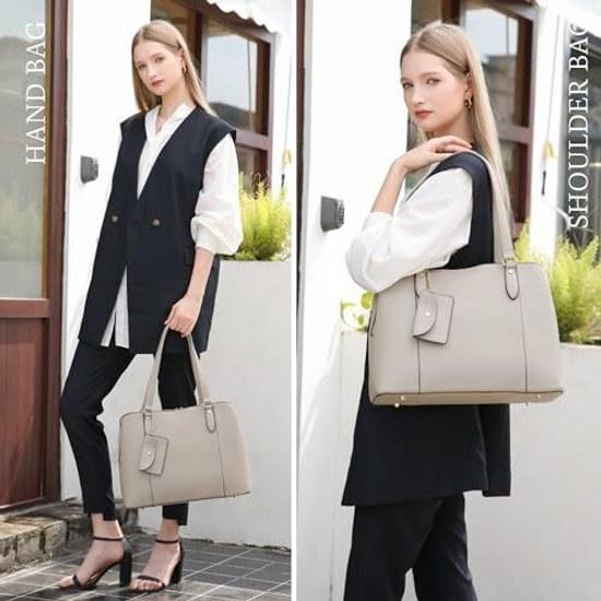 Gucchio Italy Tote Bag Business Self-Standing 3-Layer Storage 2-Piece Set Mini Pouch A4 14-Inch PC Compatible Square PU Leather Fashion Recruitment
