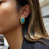 Youthway Retro-Style Women'S Teardrop Stud Earrings Blue Turquoise Stainless Steel Hypoallergenic Jewelry