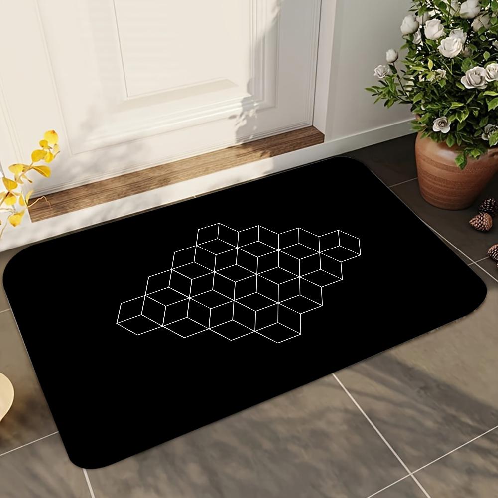 

1pc Colorful Geometric Block Bathroom Absorbent Mats Anti-Slip Mats Home Decor Supplies Carpets Home Kitchen Floor Mats 40x60cm