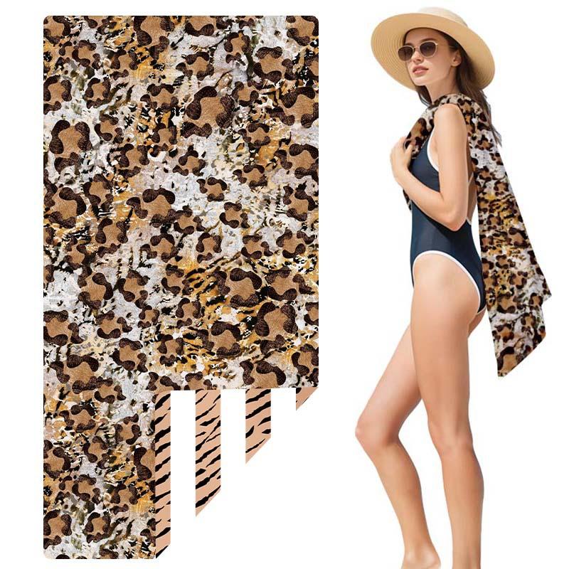 

Леопардовый принт, плетение волн, двухстороннее пляжное полотенце с принтом, быстросохнущее двухстороннее бархатное солнцезащитное полотенце для серфинга, большое квадратное банное полотенце 80 * 160 [Spot sale]