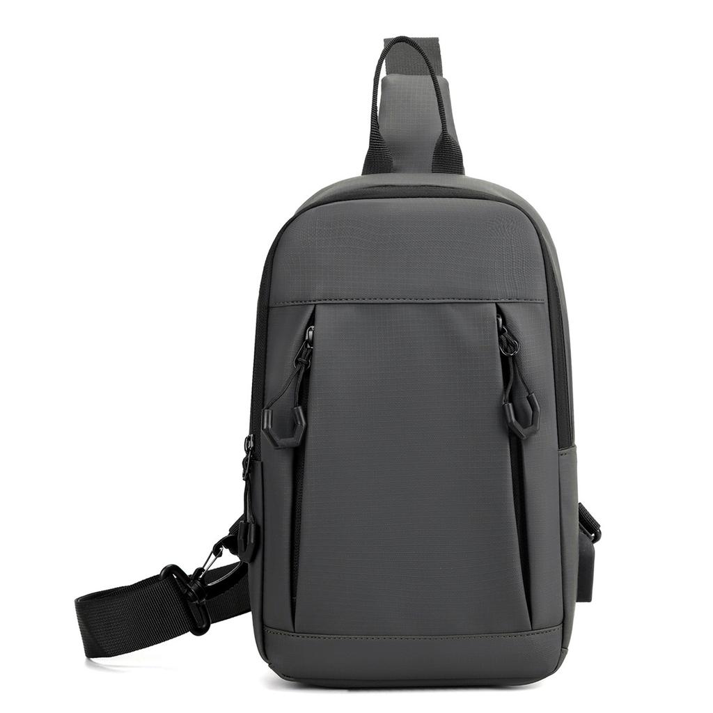 Leather Film Chest Bag Men's Backpack USB Charging Backpack Multifunctional Backpack Trend Shoulder Bag Oblique Span Chest Bag