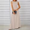 Spring and Summer Elegant and Pure-colored Round-neck Short-sleeved Resort-style Women's Dresses
