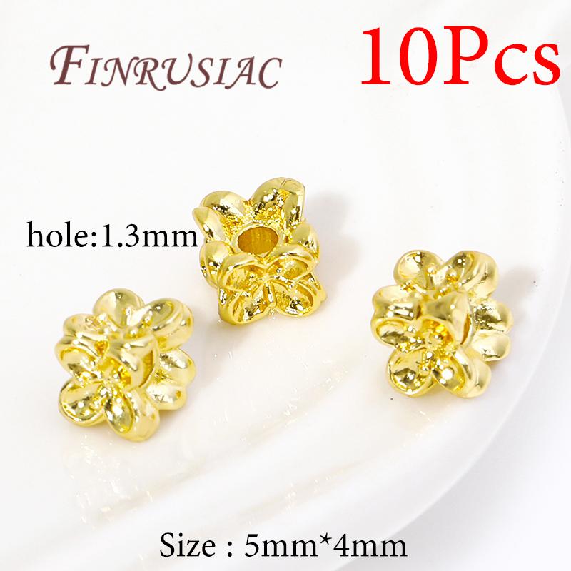 

18K Real Gold Plated Large Hole Beads Spacer Beads Separators For Bead DIY Jewelry Making Supplies Bracelets Accessories