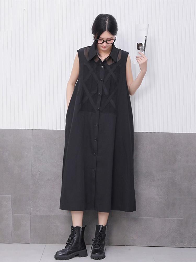 XITAO Mesh Perspective Sleeveless Dress GYX1528
