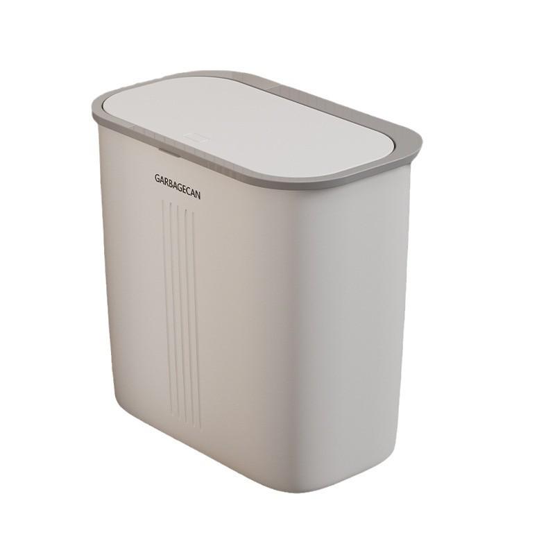 Large Bathroom Trash Can with Thickened Lid, Narrow Style, Press-Type
