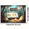 2D Summer Camp Backdrop, Retro RV Camper & String Lights Party Banner