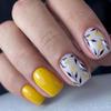 European & American Style Brightening Ginger Leaf Floral Press-On Nails