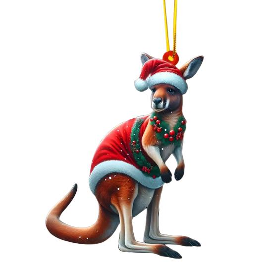 2D Acrylic Christmas Ornament Cute Flat Polar Bear/Octopus/Parrot Animal Car Rear View Mirror Charm Auto Interior Accessories for Window Wall