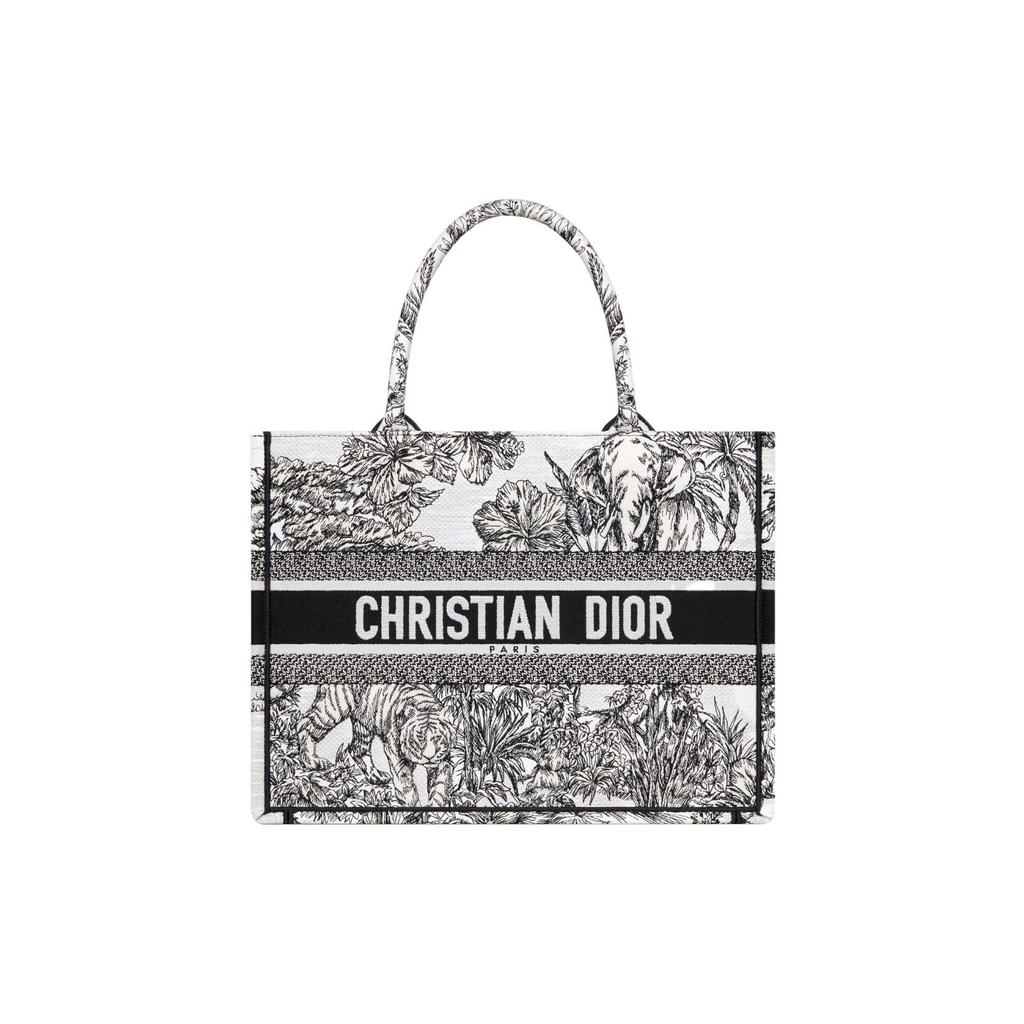 Dior BookTote Embroidery Tote Bag, Shopping Bag, Handbag Medium Women's Black/White M1296ZEUP-M041