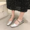 Modische Mary Jane High Heel Schuhe für Damen Neu Weiche eckige Zehenpartie Schnallenriemen Mode Flache Damenpumps Zapatos De Mujer