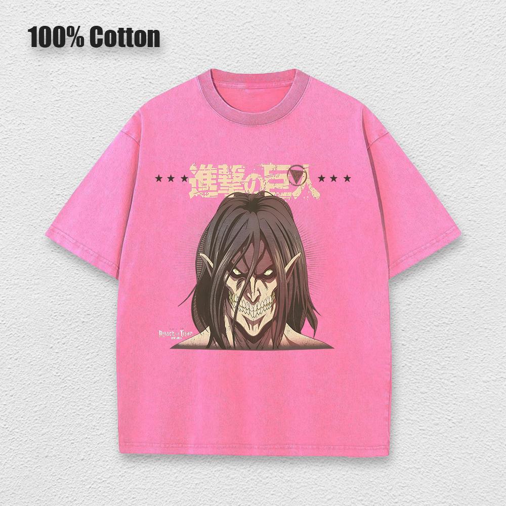 Anime Attack on Titan Syre T-skjorte Bomull Kort Ermet Trykt Streetwear Vintage Vasket T-skjorter Menn Harajuku Manga Grafisk