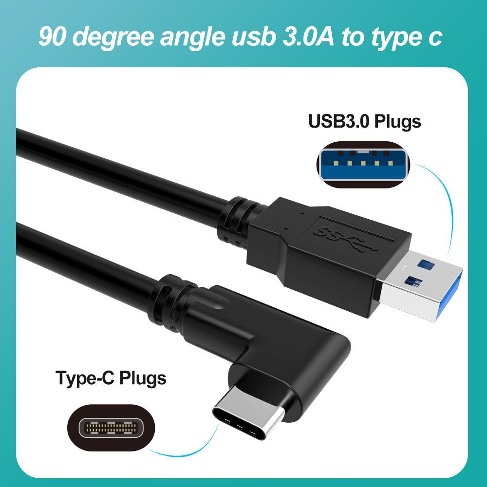 Black 16ft 5m Long Type C Link Cable Fast Charging 90 Degree Link Data Cable for VR Headset and Mobile Phone