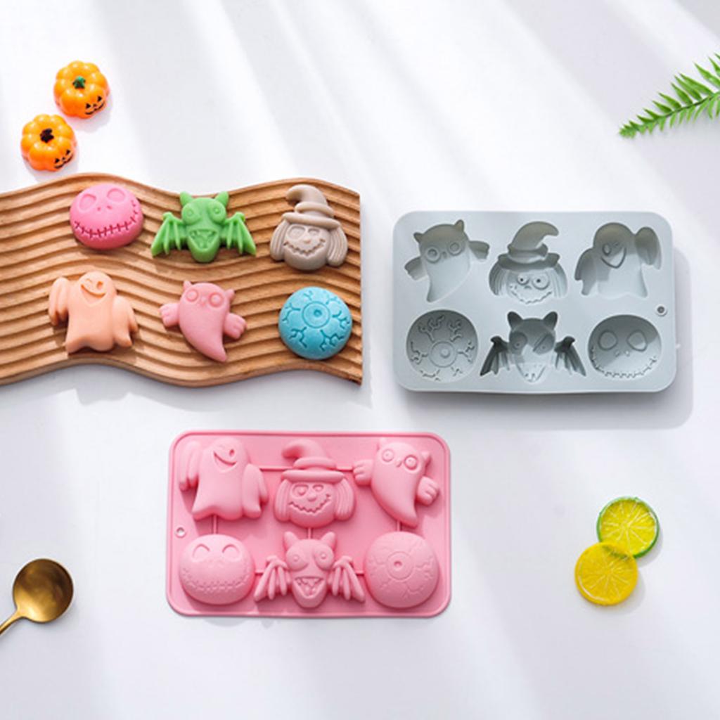 Silicone Candy Molds Chocolate Molds Cake Molds 6 Cavity Non-stick Silicone Baking Molds for Halloween Gifts Cake Deco