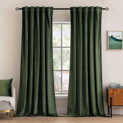 Velvet Curtains for Bedroom Living Room Thermal Insulated Super Soft Window Drapes Rod Pocket, 2 Panels