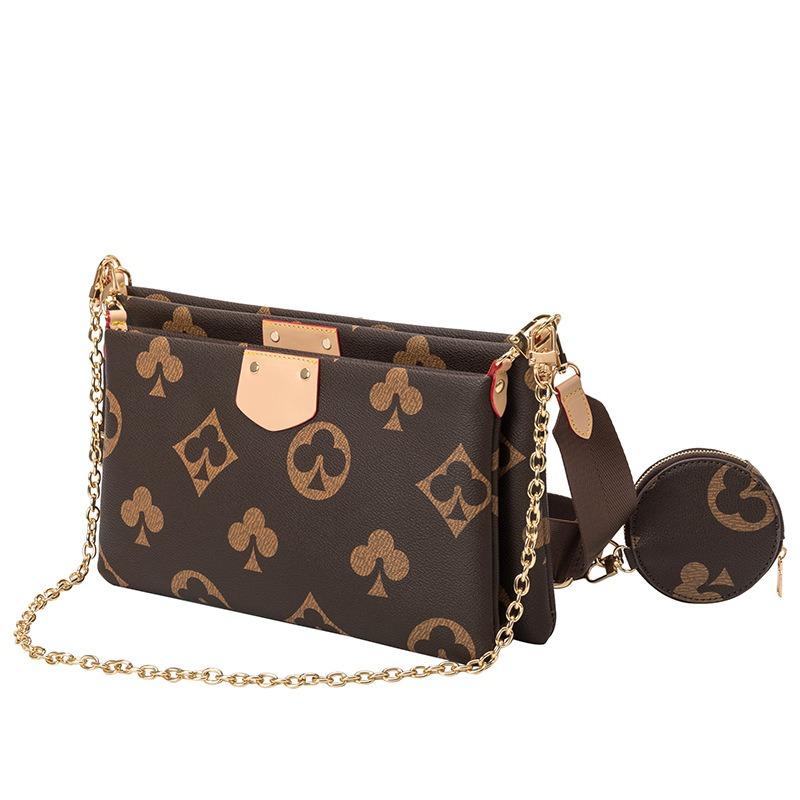 New Trendy Women's Bag Retro Playing Card Printing Three-in-one Mahjong Bag Versatile Chain Small Square Bag Single Shoulder Messenger Bag