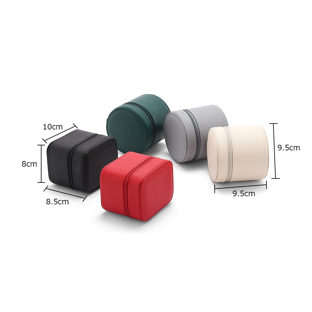 Whatna Handmade Single Watch Case, Square Cylindrical Thick Leather Watch Storage Box, Perfect for Travel, Business Trips, and More (White B)