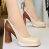 Fashion Color block Platform Pumps Women high heels shoes 9 cm Square head Women Heels Sexy party shoes thick with high-heeled shoes