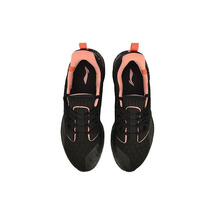 Li Ning Crazy Run Lightweight Shock Absorbing Running Shoes Women sneaker Black Orange ARHP022-4