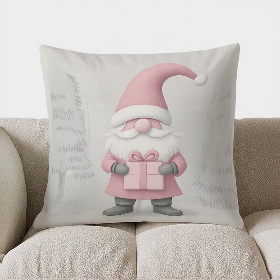 Home Decor Merry Christmas Pink & White Snowflake Tree Pillow Pattern Cushion Cover Suitable For Sofa Bedroom Car Pillow Cover