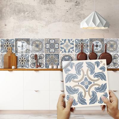 10pcs Portuguese Style Tiles Wall Sticker Kitchen Backsplash Oil-proof Bathroom Washbasin Home Decor Peel  Stick Wall Decals