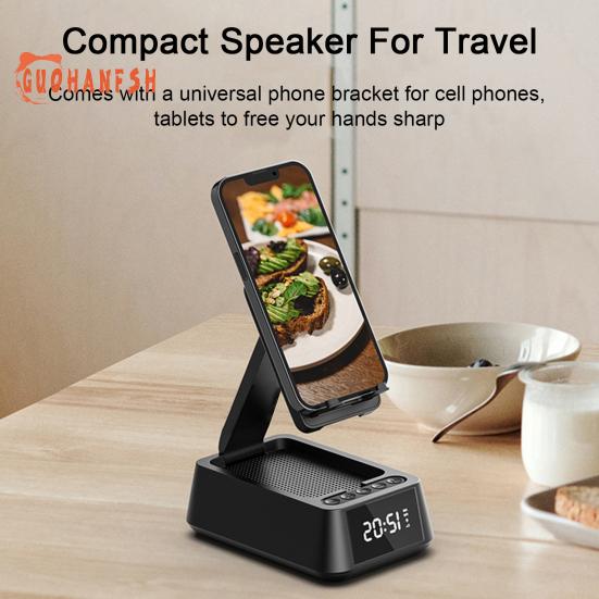 Speaker Bluetooth-compatible with Phone Stand LED Display Alarm Clock HD-compatible Sound Multi-functional Speaker
