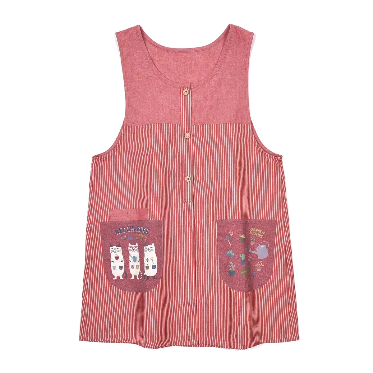 

Kusguru Japan A La Carte Sizes Button-Up Apron, 258550, Red, M-L