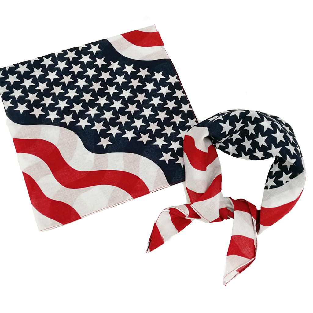 Bandana Square Scarf American Flag Striped Headband Wrap Handkerchief for Unisex