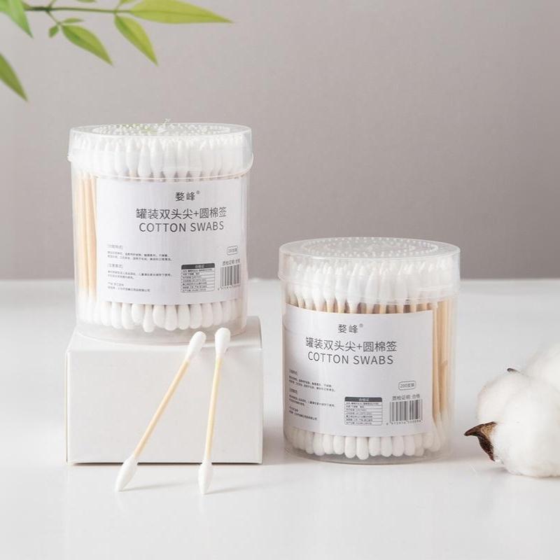 Double-headed Disposable Cotton Swabs 200Pcs with Clear Storage Box for Easy Organization Makeup Daily Use