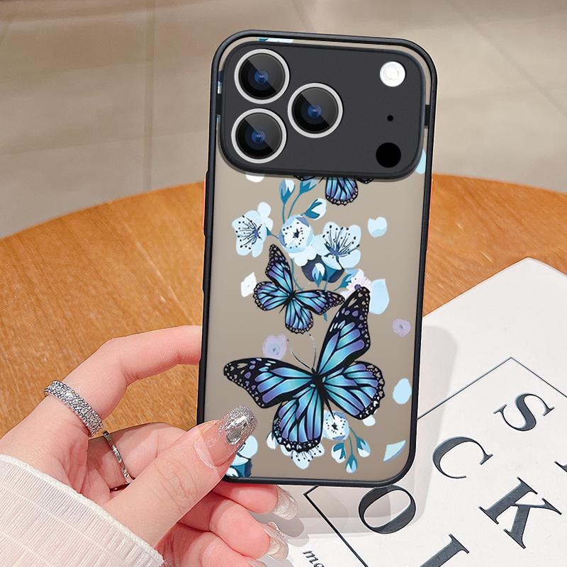 

Чехол для телефона с фиолетовой бабочкой для iPhone 17 Air 16 Pro Max 15 14 Pro Max 13 12 17 Pro 16e 11 Матовый Противоударный Мягкий край Жесткая крышка Funda iPhone 11